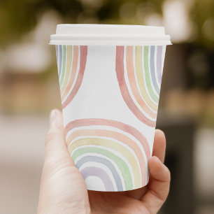 Cute Pastel Watercolor Rainbow Baby Shower Paper Cups