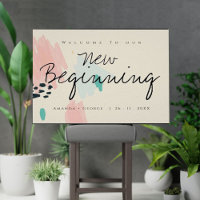 Cute Pastel Welcome to Our New Beginning Wedding