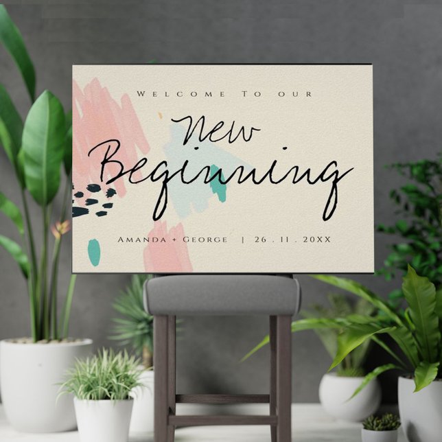 Cute Pastel Welcome to Our New Beginning Wedding Poster (Creator Uploaded)