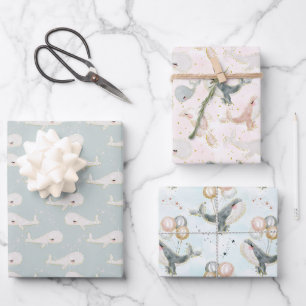 Cute Pastel Whale Balloon Under The Sea Wrapping Paper Sheet