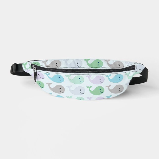 Cute Pastel Whale Pattern Fanny Pack (Front)