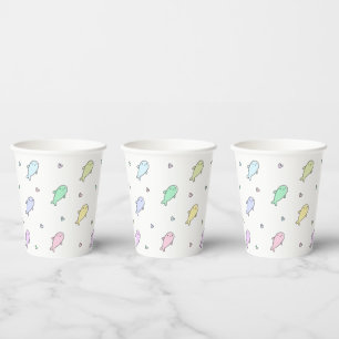 Cute Pastel Whales Baby Shower or Kids Birthday Paper Cups