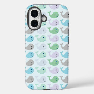 Cute Pastel Whales Pattern iPhone 16 Case
