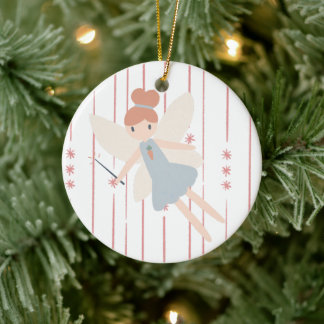 Cute Pastel Whimsical Harvest Fairy Ceramic Ornament