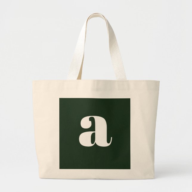 Cute Pastel White Green Monogram   Large Tote Bag (Front)
