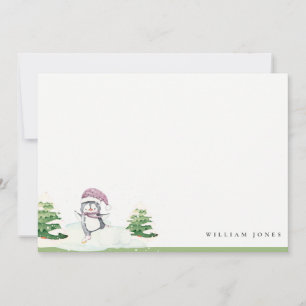 Cute Pastel Winter Penguin Kids Any Age Birthday Card