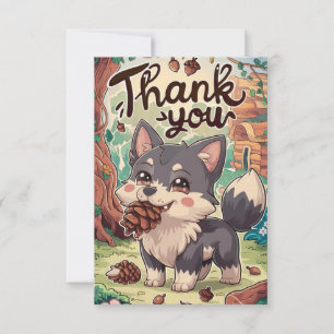 Cute Pastel Wolf Thank You Card
