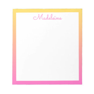 Cute Pastel Yellow and Pink Gradient Border Notepad