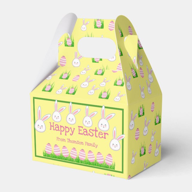Cute Pastel Yellow Bunny Easter Egg  Favor Box (Front Side)