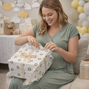 Cute Pastel Yellow Dots with Thick Black Borders  Wrapping Paper