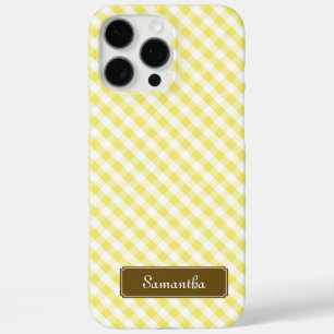 Cute Pastel Yellow Gingham Pattern iPhone 16 Pro Max Case
