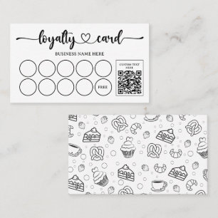 Cute Pastries Bakery Coffee Shop QR Code Loyalty Card