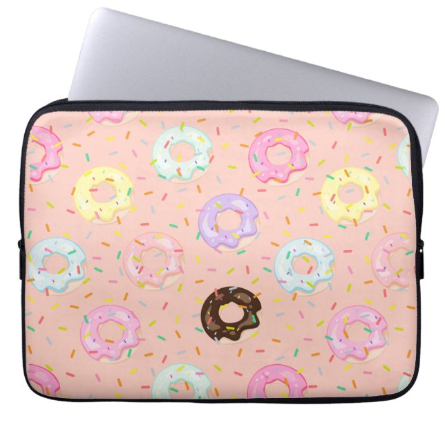Cute pastry bakery pastel Sprinkles Doughnuts patt Laptop Sleeve (Front)