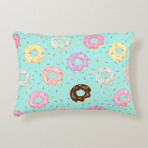 Cute pastry bakery shop Sprinkles Doughnuts patter Accent Pillow