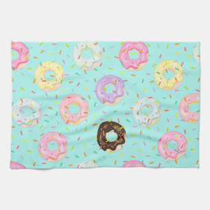 Cute pastry bakery shop Sprinkles Doughnuts patter Kitchen Towel