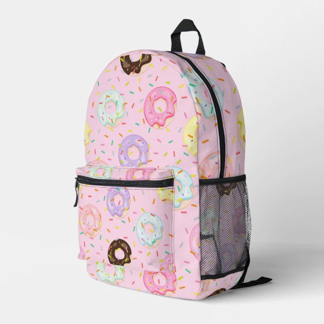 Cute pastry bakery shop Sprinkles Doughnuts patter Printed Backpack (Back Corner Right)