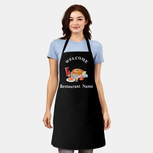 Cute pastry bakery shop welcome cake Personalized Apron (Worn)