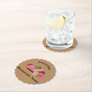 Cute pastry bakery shop welcome Doughnut Personali Paper Coaster