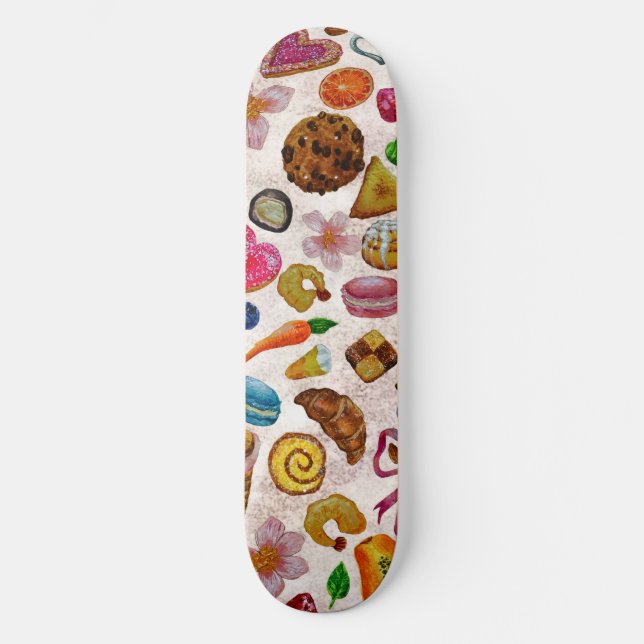 Cute Pastry Confections Sweets Skateboard (Front)