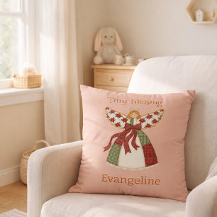 Cute Patchwork Angel – Personalized Baby Throw Pillow