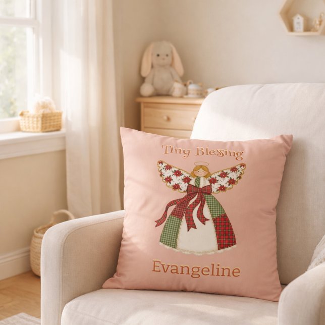 Cute Patchwork Angel – Personalized Baby Throw Pillow (Creator Uploaded)