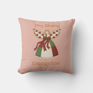 Cute Patchwork Angel – Personalized Baby Throw Pillow
