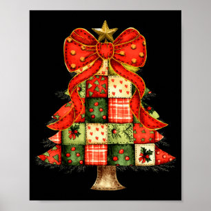 Cute Patchwork Christmas Tree Merry Xmas Men Women Poster