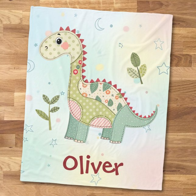 Cute Patchwork Dinosaur Fleece Blanket (Creator Uploaded)