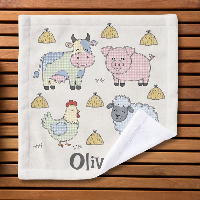 Cute Patchwork Farm Animals Wash Cloth (Creator Uploaded)