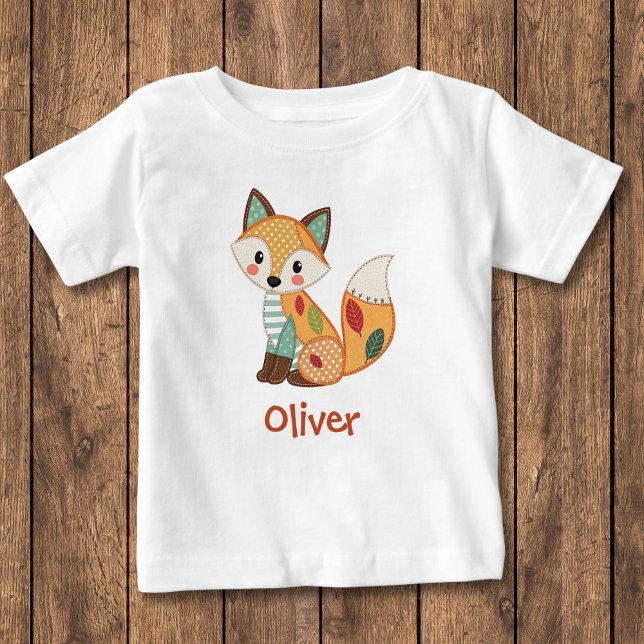 Cute Patchwork Fox Baby T-Shirt (Creator Uploaded)