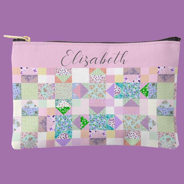 Cute Patchwork Quilting Themed Custom Project Accessory Pouch (Creator Uploaded)