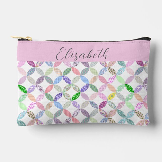 Cute Patchwork Quilting Themed Custom Project Accessory Pouch (Front)