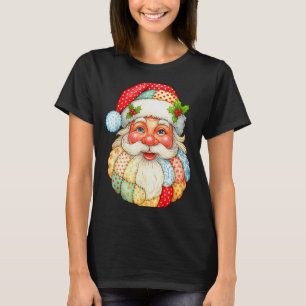 Cute Patchwork Santa Claus Christmas Xmas Men Wome T-Shirt