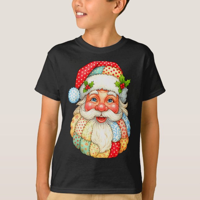 Cute Patchwork Santa Claus Christmas Xmas Men Wome T-Shirt (Front)