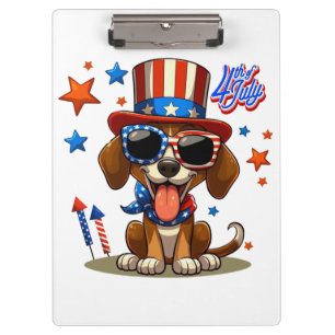 Cute, patriotic 4th of July dog/puppy Clipboard