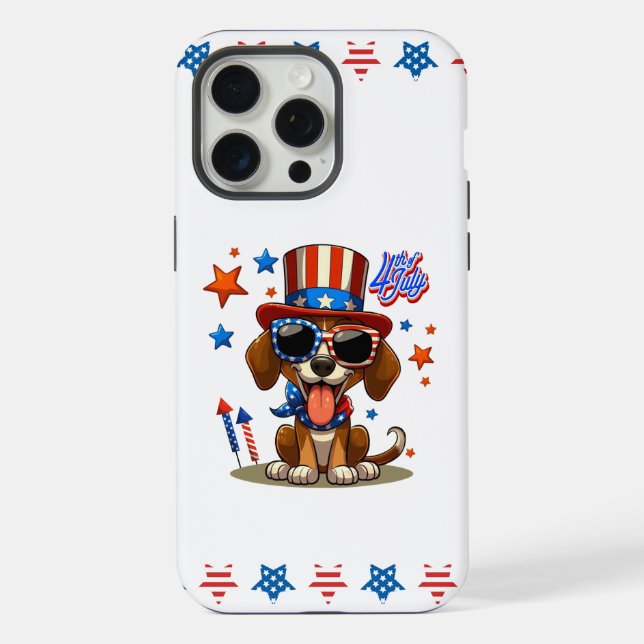 Cute, patriotic 4th of  July dog/puppy iPhone Case (Back)