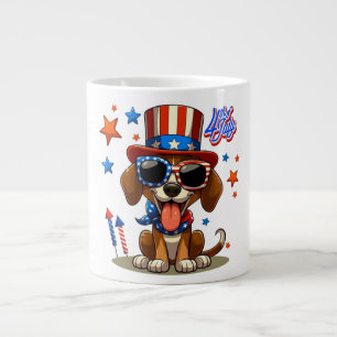 Cute, patriotic 4th of July dog/puppy Large Coffee Mug