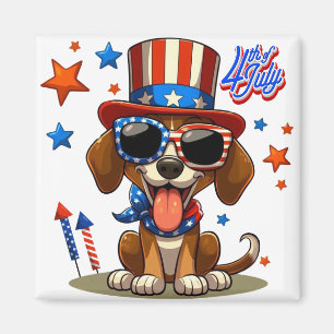 Cute, patriotic 4th of  July dog/puppy Magnet