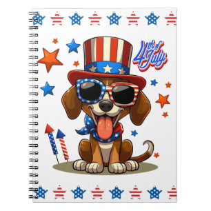 Cute, patriotic 4th of July dog/puppy Notebook