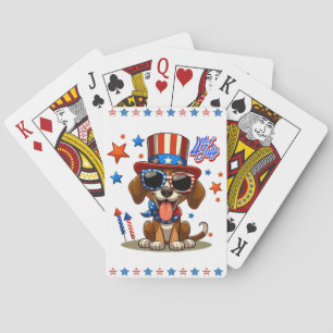 Cute, patriotic 4th of July dog/puppy Playing Cards