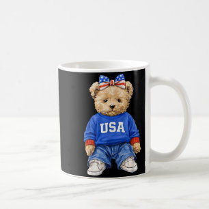 Cute patriotic bear usa 4th of july american coffee mug