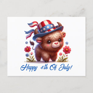 Cute Patriotic Buffalo Forth Of July Postcard