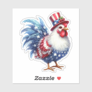 Cute Patriotic Chicken with American Flag