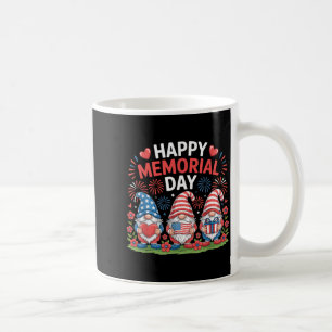 Cute Patriotic Gnome Happy Memorial Day Red White Coffee Mug