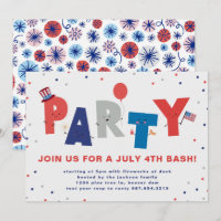 Cute Patriotic July 4th Party Invitation