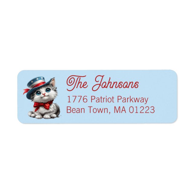 Cute Patriotic Kitten Cat Return Address (Front)