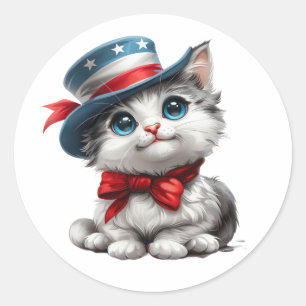 Cute Patriotic Kitten Cat Sticker July 4th Seal