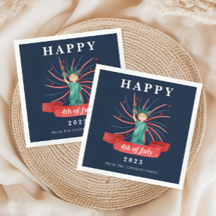 Cute Patriotic Red White And Blue 4th of July Napkin