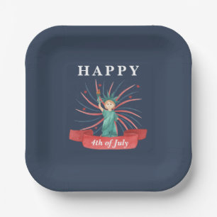 Cute Patriotic Red White And Blue 4th of July Paper Plate