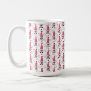 CUTE PATRIOTIC RED WHITE BLUE GNOMES COFFEE MUG